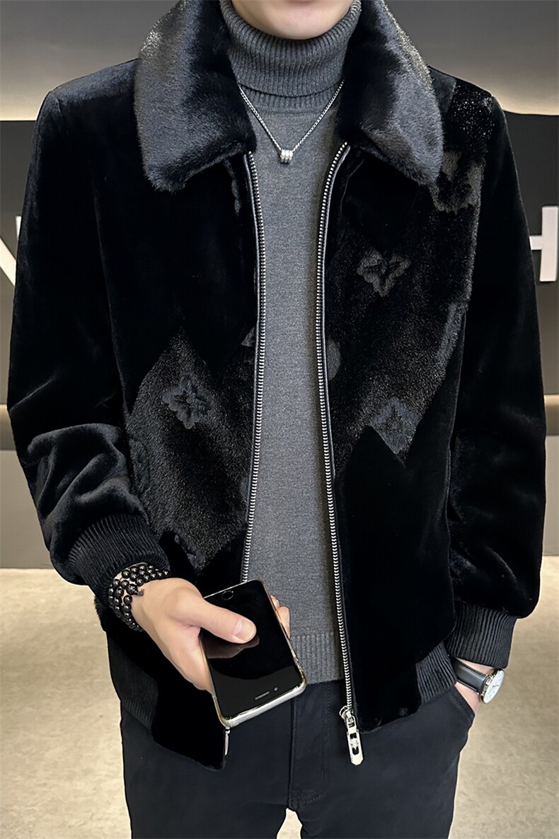 男士商务休闲纯色夹克金貂绒保暖外套中年时尚上衣ZX8928-P230,男装夹克,星座1105-3