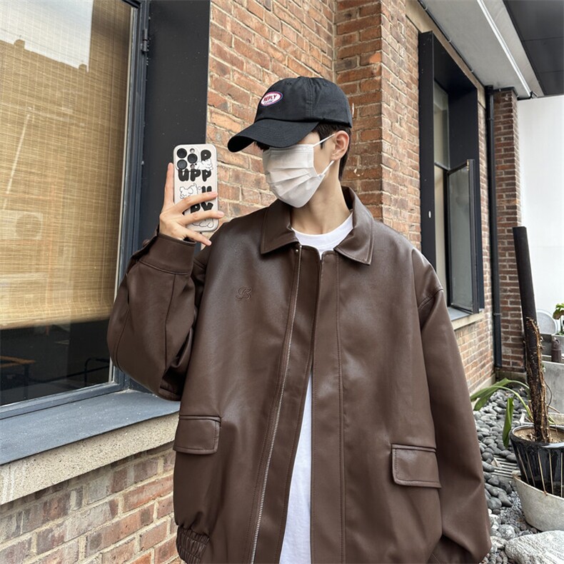 秋季新款主推港风夹克复古皮衣休闲外套流行男文艺潮CC003-P80,男装皮衣,星座911-3
