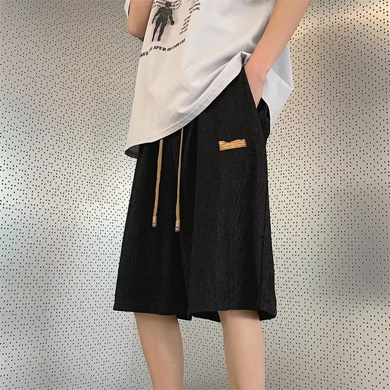 高街潮牌夏季新款休闲短裤男宽松大码阔腿运动五分裤子,男装牛仔裤,星座410-7