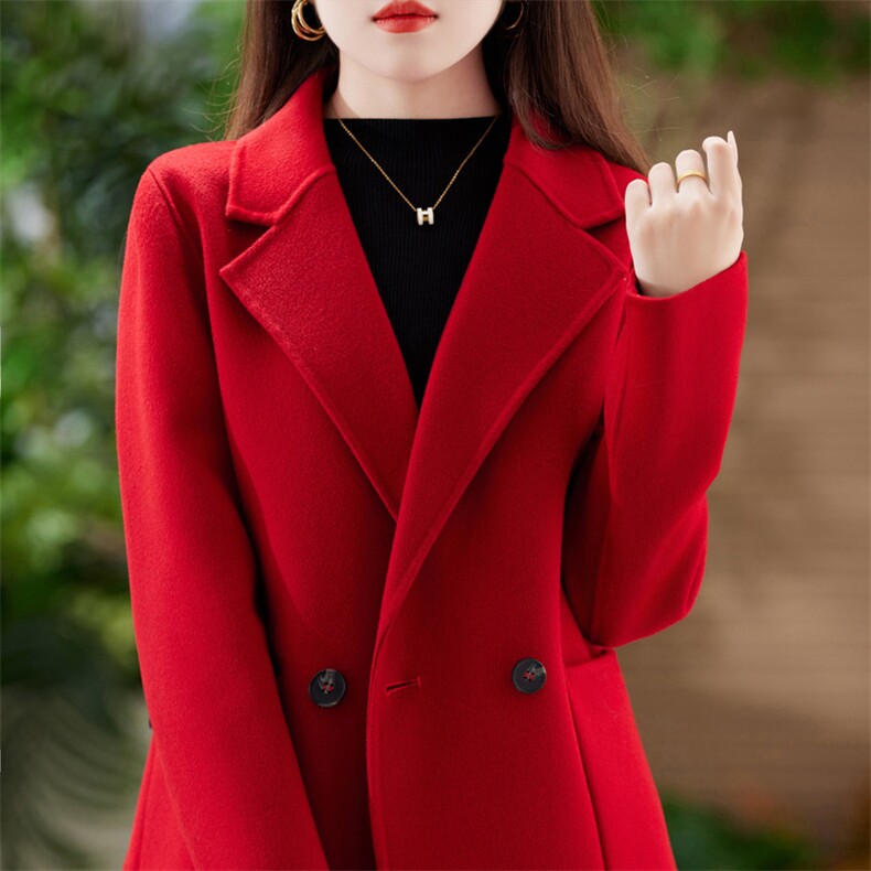 2025秋冬新款双面羊绒大衣女中长款西装领宽松显瘦羊毛外套,女装双面呢大衣,赛欧妮