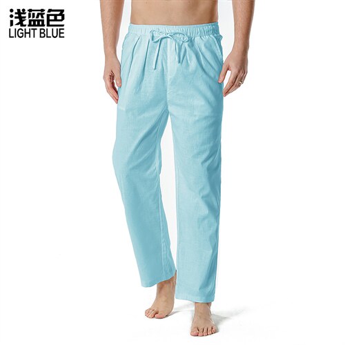 男式亚麻棉宽松休闲轻质弹性腰裤瑜伽裤家居裤CK12P40，男装休闲裤，星座1314