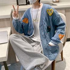 休闲潮流V领长袖针织衫开衫毛衣潮秋季ins男青春流行文艺2022，男装针织衫/毛衣，星座716-4