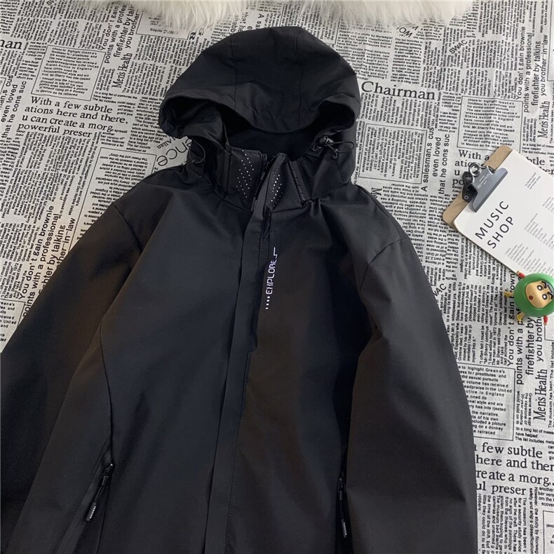 美式冲锋衣外套男秋季连帽户外宽松登山防水机能风上衣J10/P55,男装夹克,星座506B