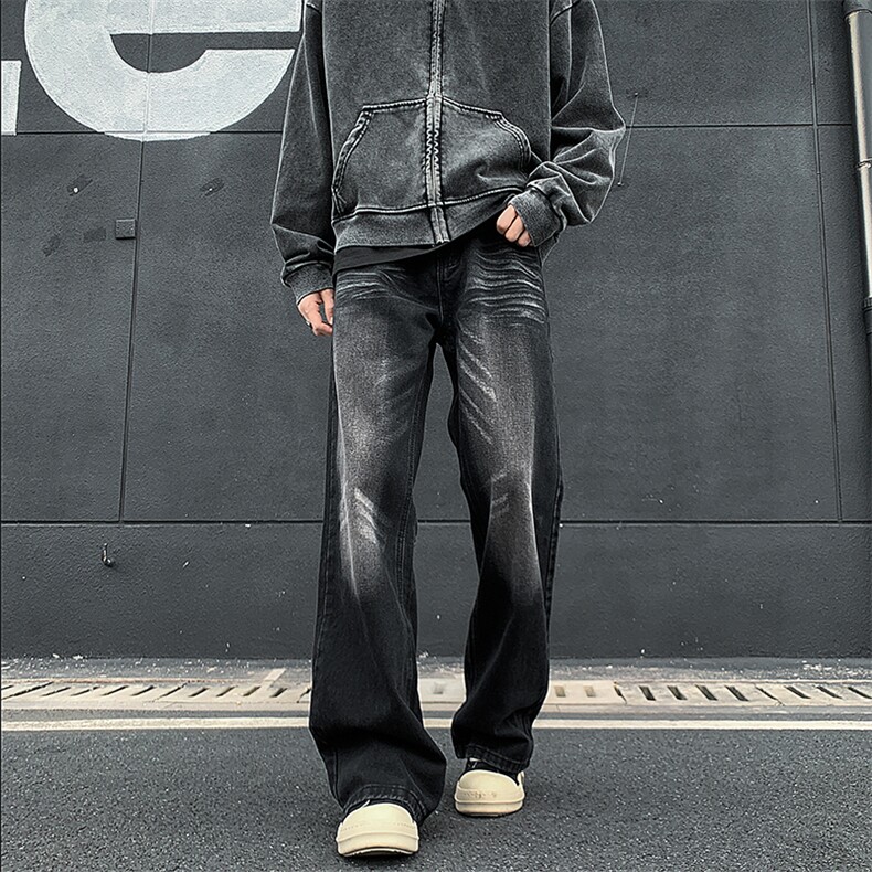 A408-1-24K60849-P55-X79-M-3XL美式高街微喇水洗牛仔裤,男装牛仔裤,电商A408