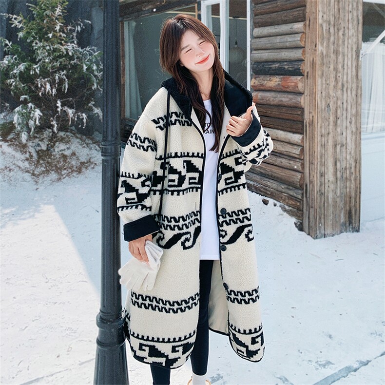 现货羊羔毛外套长款皮毛一体女2025冬新款303-W6870-P175-K258，女装羊羔毛/颗粒绒，宁宁家