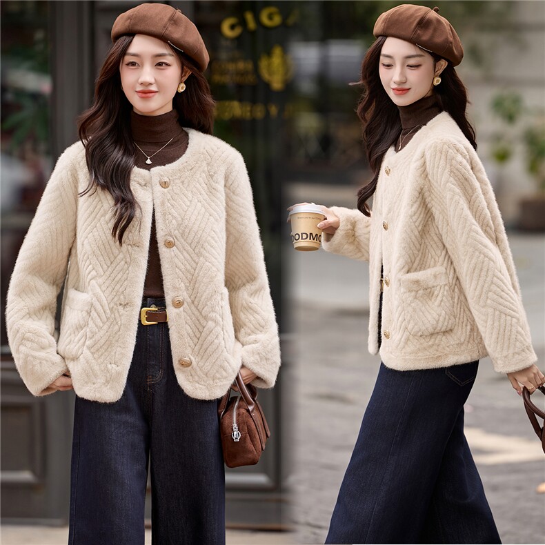 羊羔毛绒外套女秋冬2025新款高级感超好看轻奢小个子皮毛一体上衣，女装皮草，姿衣坊