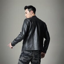 2021秋季新款男士翻领机车皮外套修身潮男皮衣8071-1，男装皮衣，钱塘6007(原2006)
