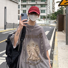 B239-1212-P28欧美式天使雕像个性印花夏季高克重半袖短袖t恤，男装T恤，星座514-2(原B239)