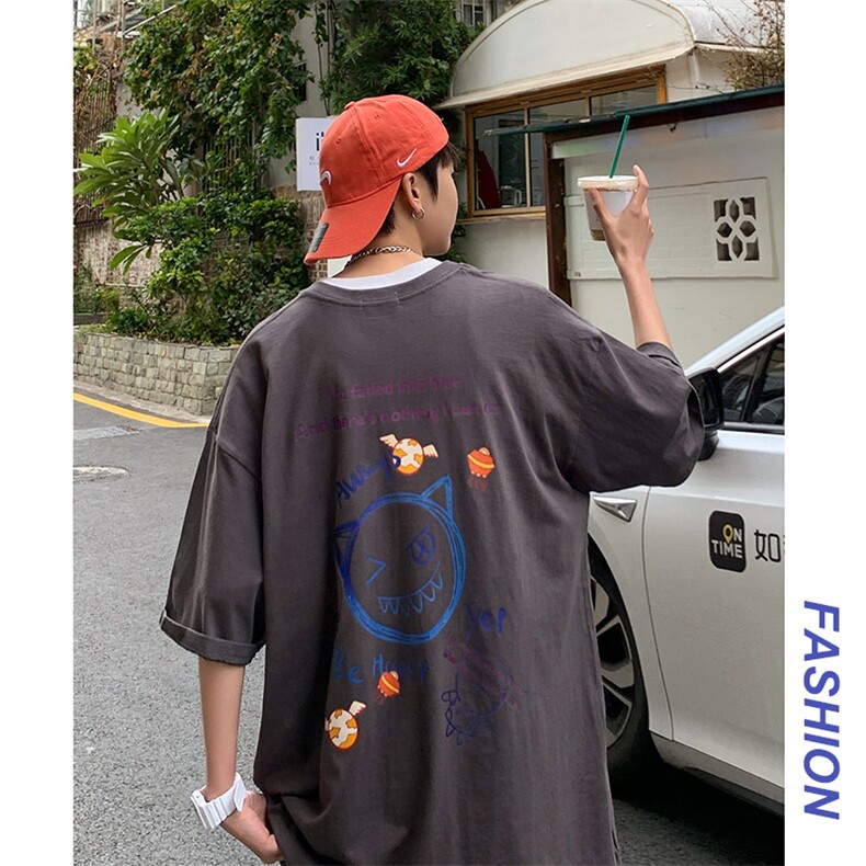 夏季短袖t恤男ins潮流印花半袖宽松体恤潮牌情侣上衣服TX852-p28,男装T恤,星座1008-2
