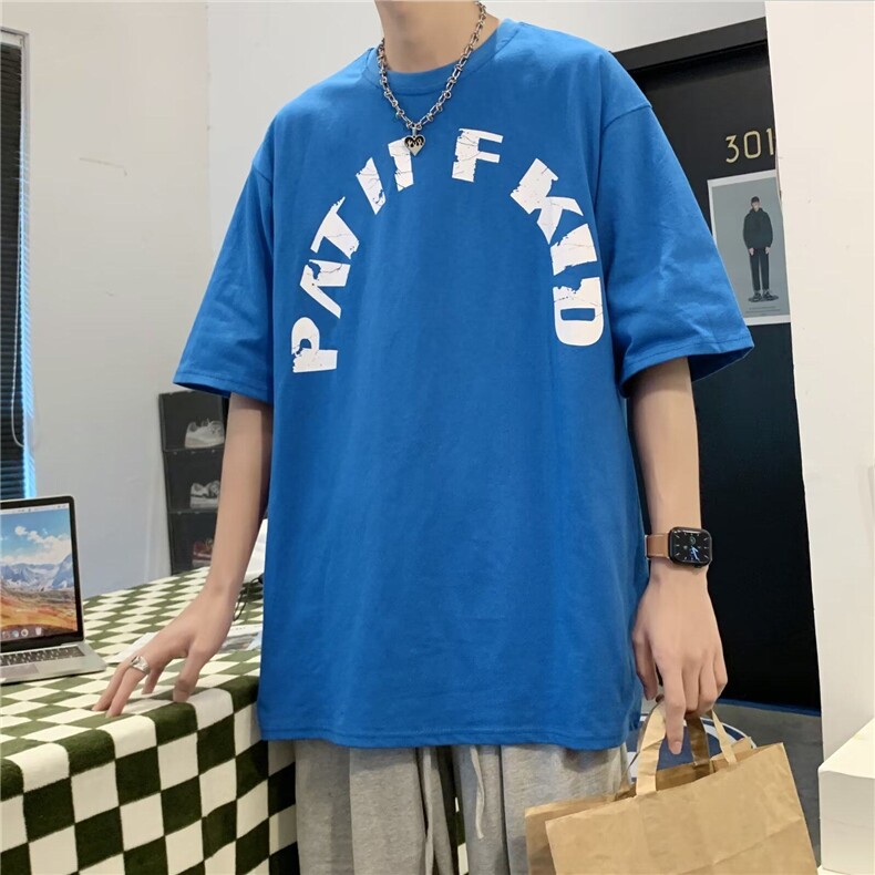 美式复古重影爱心短袖T恤男夏新款情侣高街五分袖上衣TT017-P25,男装T恤,星座911-3