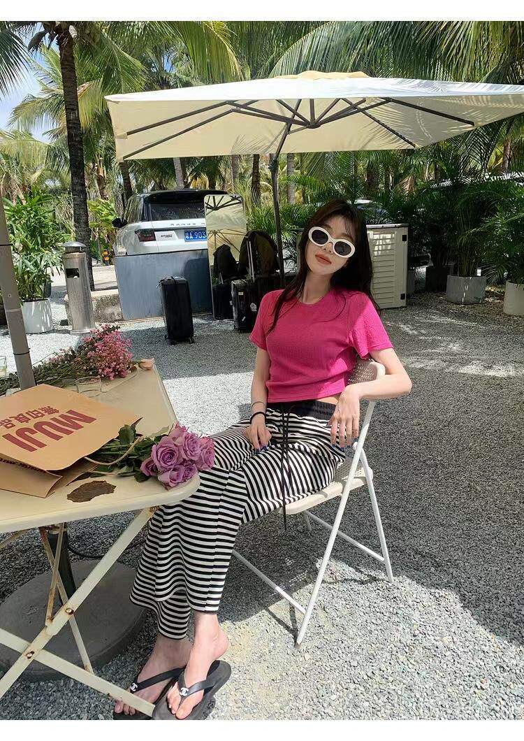 现货夏季抽绳条纹裤，其它，AT(2F)