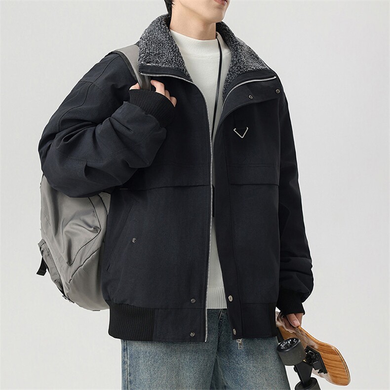 加绒外套男款2025冬季新款加厚保暖工装防风夹克立领JR2151-P110,男装夹克,星座210-1