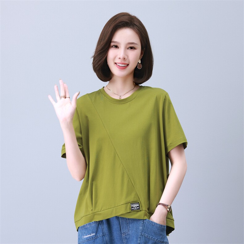 2025夏季新款精品女装潮设计感短袖t恤女宽松显瘦大码打底上衣服,女装衬衫,叶笙衣
