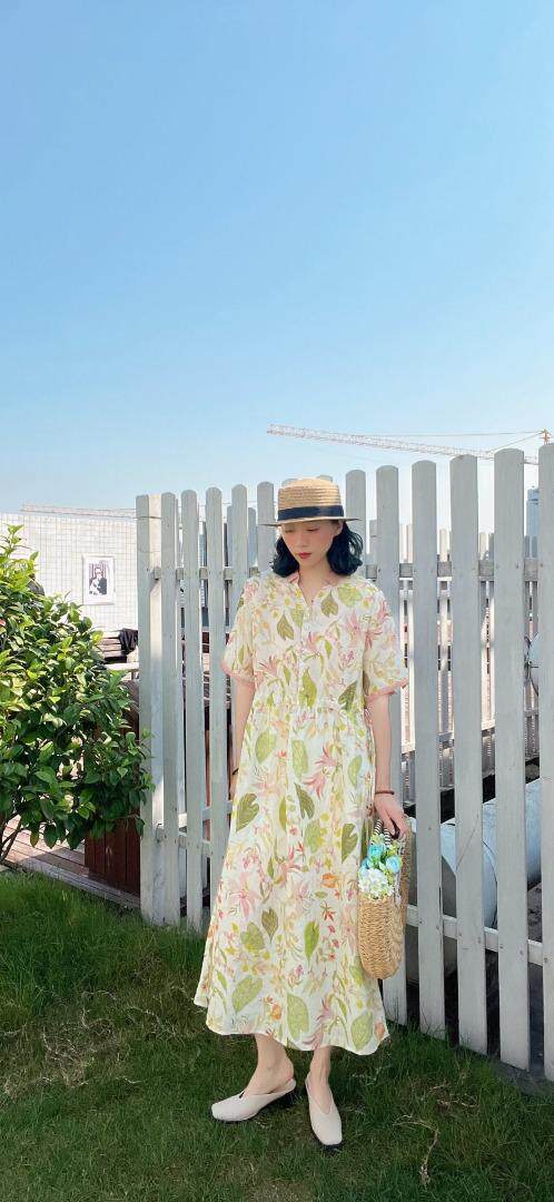 纯苎连衣裙小衫裤子裙子衬衣 时尚风 风淑女风休闲风，女装连衣裙，川哲