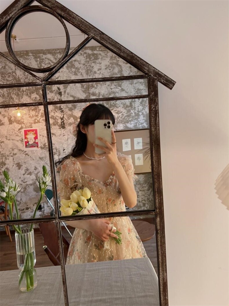 法式桔梗连衣裙，女装连衣裙，Mu Mu