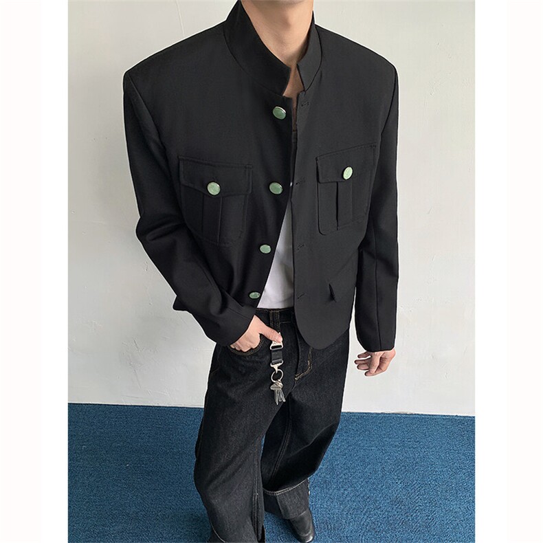 现货！25短款新中式立领男士中山装西装外套XZ81-P135,男装西服,电商B288