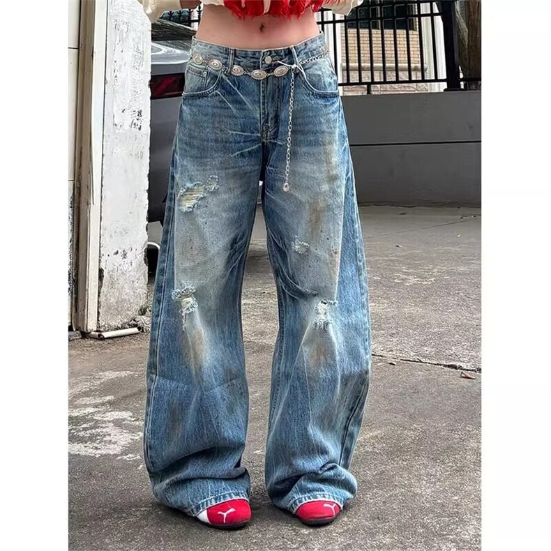 美式高阶水洗做旧破洞牛仔裤阔腿短裤情侣潮KZ31D768--TP50,男装牛仔裤,电商A247C