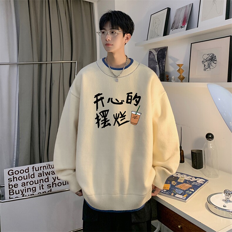 假两件毛衣男大码加绒针织衫男毛线衣M80348-P55加绒P70,男装针织衫/毛衣,电商A040