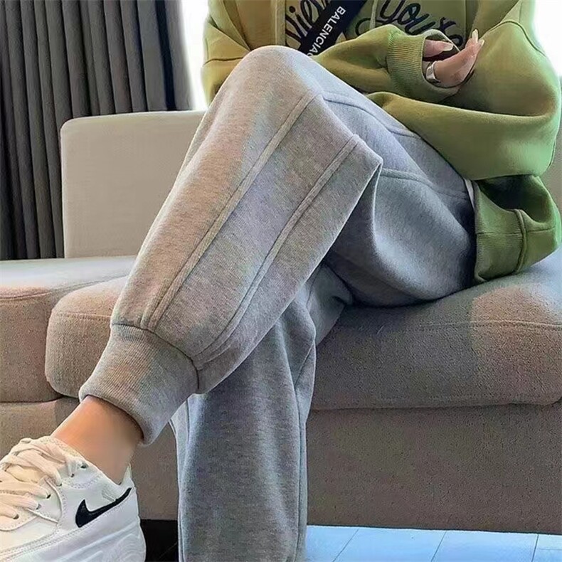 灰色运动裤女春秋薄款束脚九分小个子休闲宽松裤子显瘦卫裤女百搭,男装休闲裤,宏恒