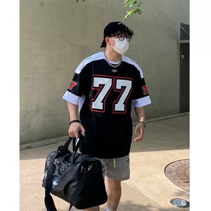 网图有货 美式77冰球服t恤男复古运动高街休闲橄榄球服 A437-P45图片