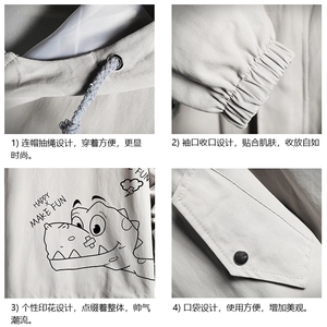 JK41136-P85纯棉连帽夹克男士大码工装夹克男外套男 网格挂拍图片