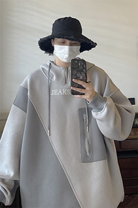 卫衣男潮ins大码宽松休闲百搭秋季痞帅连帽外套JK22308-P75控88图片