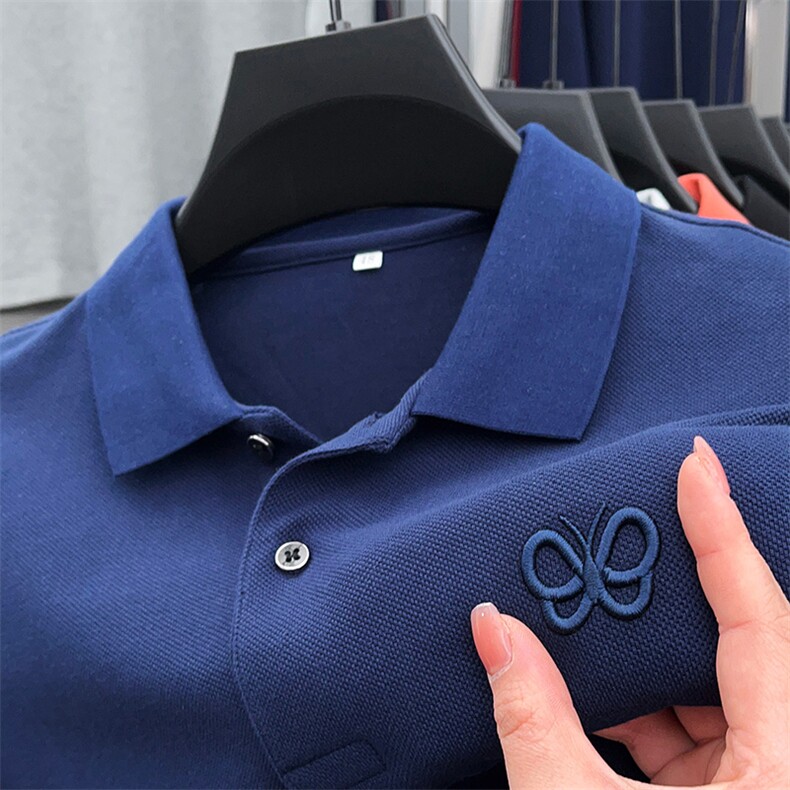 男士质长袖t恤高端刺绣polo衫翻领爸爸装春秋季潮流体恤上衣服图片
