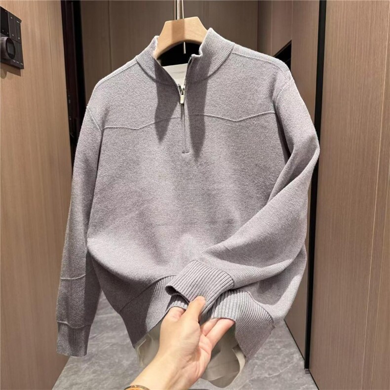 美式复古老钱风包芯纱针织衫毛衣男慵懒高级感圆领宽松纯色上衣秋，男装针织衫/毛衣，星座506A