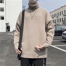 大量现货高领毛衣男秋冬痞帅ins宽松情侣纯色休闲针织衫M182-P30，男装针织衫/毛衣，星座512-4