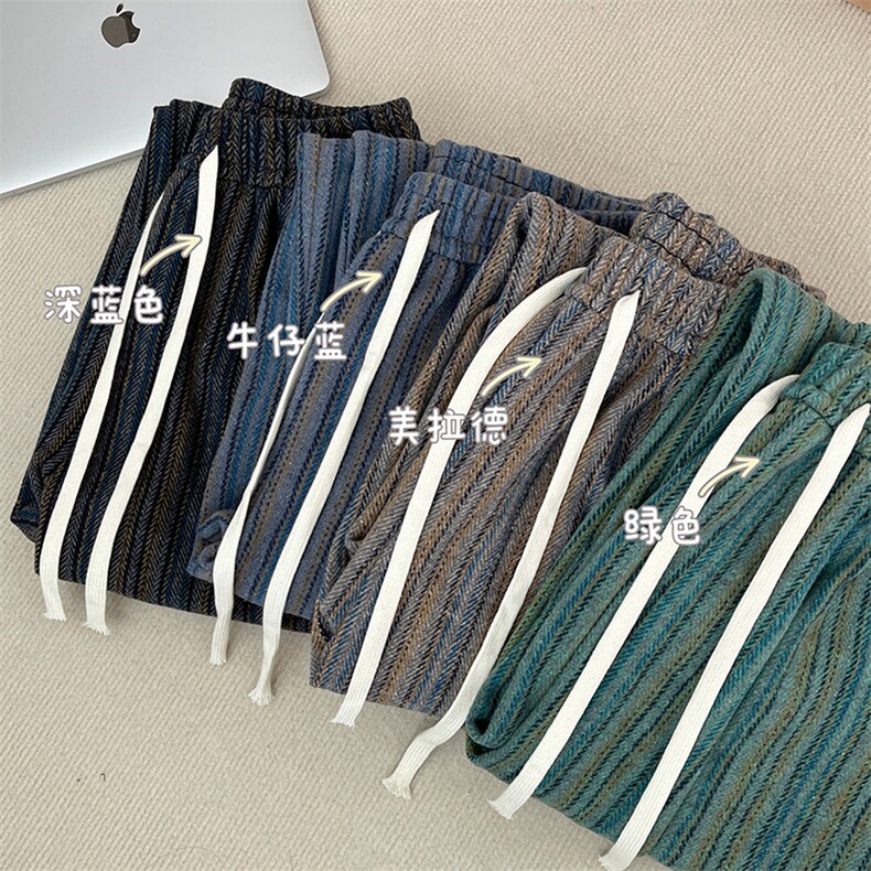 8XL-M特大码呢料加绒裤男新年裤条纹卫裤休闲基础款K948P60加绒70,男装休闲裤,电商D206-1