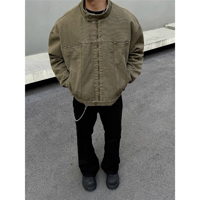 美式复古水洗立领外套男春秋潮牌短款痞帅工装夹克JKA962-P79,男装夹克,星座208-5