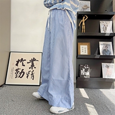 CK02/P68控98秋季中性风韩版条纹抽绳慵懒阔腿休闲裤男女可穿图首，男装休闲裤，星座305B-1