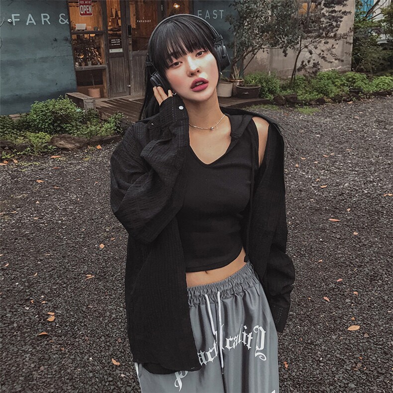 美式格子衬衫男女夏季宽松情侣衬衣设计感防嗮外套926P50,女装衬衫,星座710