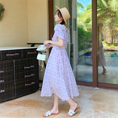 【新款现货】夏季紫色碎花连衣裙82369-P115-K165，女装连衣裙，一九零