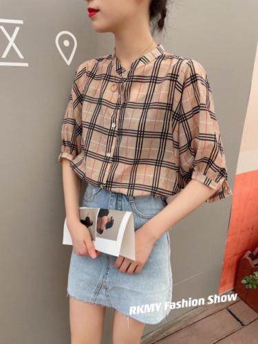 现货夏季格子衬衫爆，女装衬衫，人可·木易