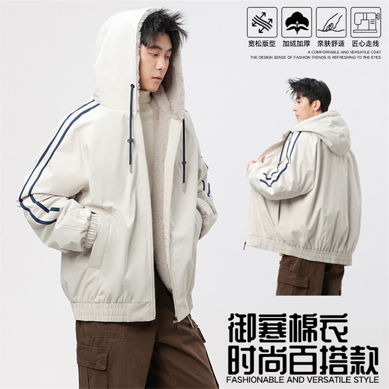 自家图有视频 加绒毛领棉衣冬季新款座山雕连帽派克棉服M2556p88图片