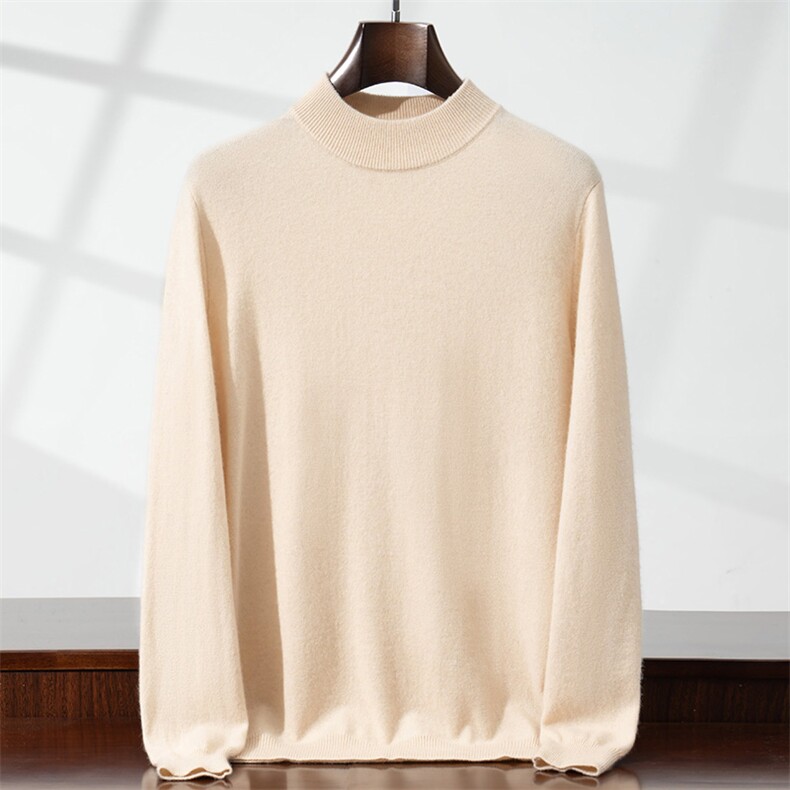 男士半高领35%长袖保暖舒适2024秋冬新款，男装羊绒套衫，宏杨羊绒