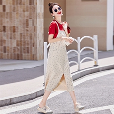 现货！背带裙套装女2024夏季新款女装时尚两件套，女装套装/套裙，慧尚依恋