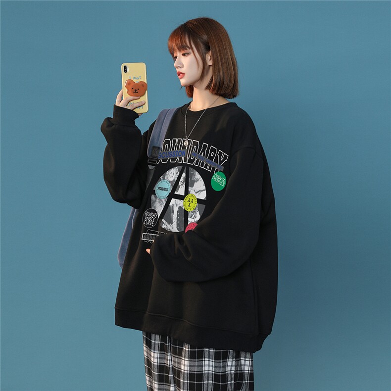 中性22秋季新款街头hiphop印花套头百搭圆领卫衣W1005P30控48,男装卫衣,A247A