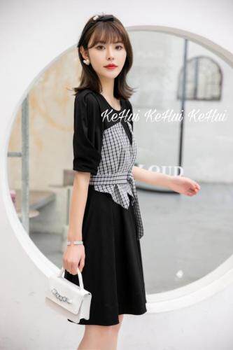 【现货】夏季新款黑白格抹胸连衣裙，胸罩，珂 慧