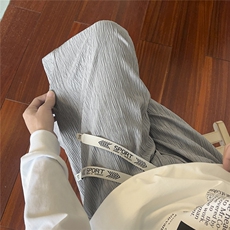 2025秋冬装条纹大码男纹理提花直筒宽松拖地裤K9711/特P30灰色2，男装休闲裤，电商A094
