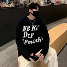 美式潮牌字母高级感圆领毛衣男女秋冬新款高街宽松YZ57-P55，男装针织衫/毛衣，星座1109-3