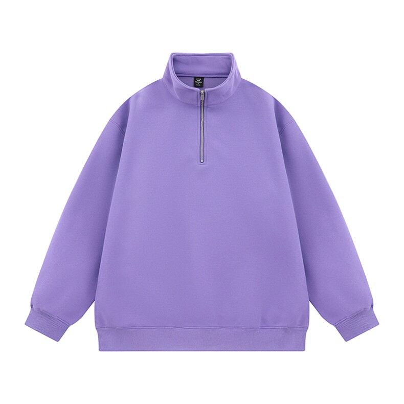 二开420g重磅美拉德色系纯色半拉链卫衣打底衫男女情侣装017-P55,男装T恤,电商A441