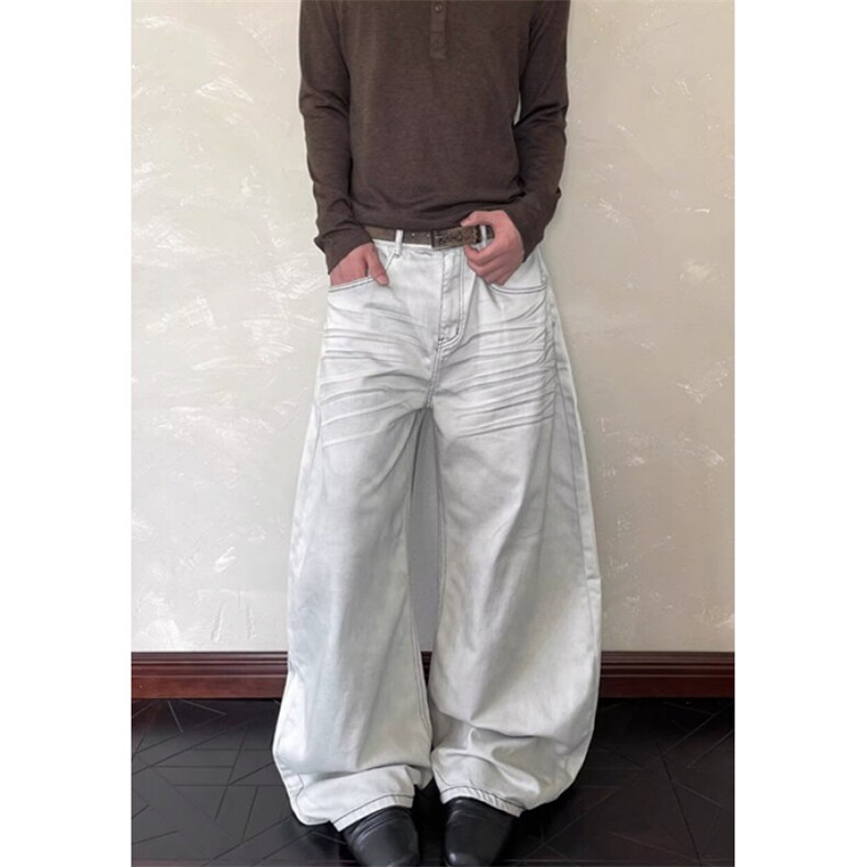 水洗cleanfit牛仔裤男女春秋情侣宽松休闲直筒阔腿长裤子N1359,男装牛仔裤,星座1116A（原606A-3）