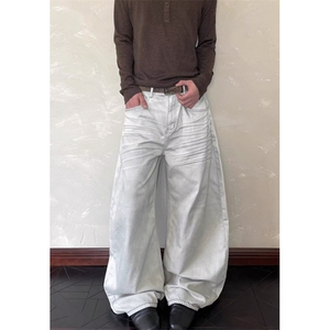 水洗cleanfit牛仔裤男女春秋情侣宽松休闲直筒阔腿长裤子 N1359图片