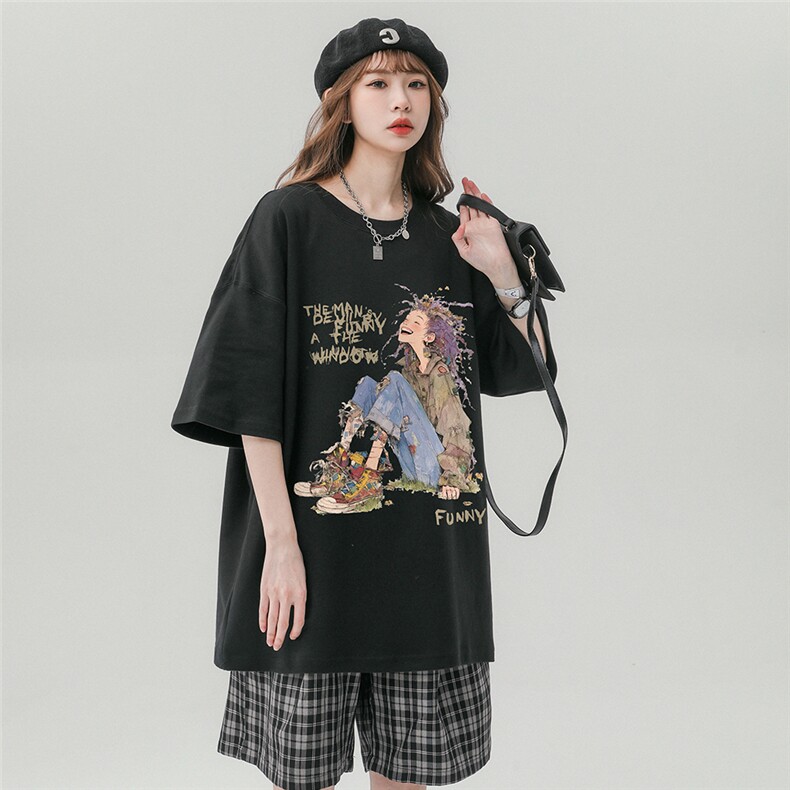 中性23夏季潮流女孩印花棉短袖T恤女T61125P25控38,男装T恤,电商A268