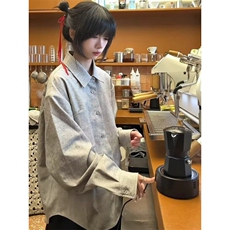 美式复古亚麻混纺花纱衬衫男长袖设计高级感叠穿内搭cleanfit衬衣，男装衬衫，星座601-1