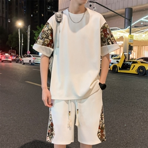 光版二开男士休闲运动套装刺绣小熊T恤短裤一套A266-TZ88580-P50图片