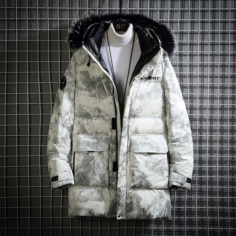 90白鹅绒秋冬季精品羽绒服男士大码中长款上衣保暖外套Y7806p380，男装羽绒服，电商A073