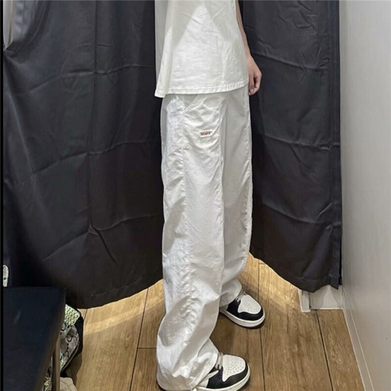 现货 白色速干工装裤男女夏季薄款降落伞兵裤子阔腿裤WLK244-P45图片
